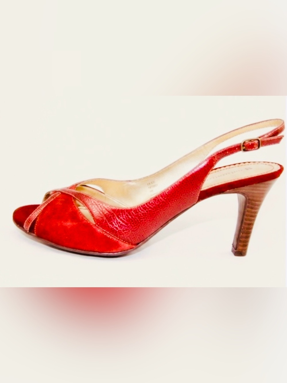 Naturalizer Red Slingback Peep-Toe Heels